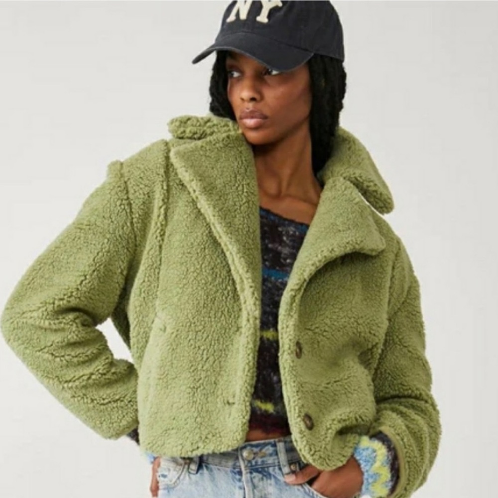 Free People Joplin Cosy Jacket In Sweet Pistachio - Picture 6 of 13